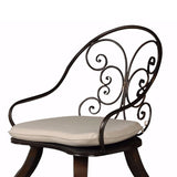 Benzara Retro Chair With Flared Curvy Legs, Set of 2 BM149532 Dark Brown Metal, Sponge and Linen BM149532