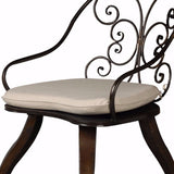 Benzara Retro Chair With Flared Curvy Legs, Set of 2 BM149532 Dark Brown Metal, Sponge and Linen BM149532