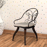 Benzara Retro Chair With Flared Curvy Legs, Set of 2 BM149532 Dark Brown Metal, Sponge and Linen BM149532