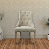 Benzara Vintage Inspired Accent Chair BM149586 Ivory Wood FrameFoam FillingLinenCotton Mixed Fabric BM149586