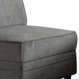 Benzara Bois Armless Chair (Reversible), Gray Velvet BM151916 Gray Velvet Wood Frame Foam BM151916