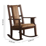 Benzara Butsea Wooden Rocking Chair, Brown BM151939 Brown Fabric Foam Rbw BM151939