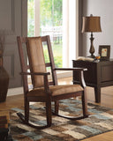 Benzara Butsea Wooden Rocking Chair, Brown BM151939 Brown Fabric Foam Rbw BM151939