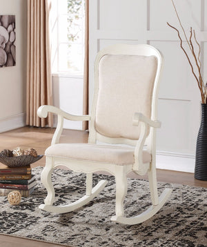 Benzara Sharan Rocking Chair, White BM151941 White Fabric Rbw () BM151941