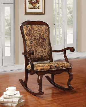 Benzara Sharan Rocking Chair, Cherry Brown BM151942 Cherry Brown Fabric Rbw () BM151942