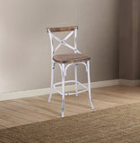 Benzara Zaire Bar Chair, Walnut & Antique White BM152030 White and Brown Steel Chinese Fir Wood BM152030