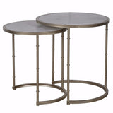 Marble Top Metal Stacking Table, Set of 2, Gray