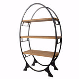 Benzara Modish Oval shaped Bookshelf, Black and Brown BM154164 Black and Brown 70% metal 30% wood BM154164