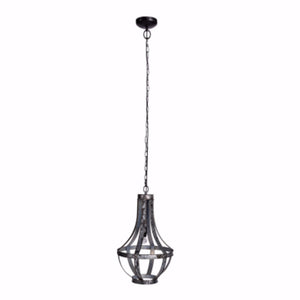 Benzara Well Designed Iron Lantern 1-Light Pendant BM154177 Gray  Iron BM154177