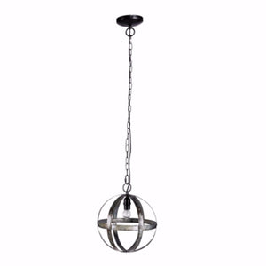 Benzara Stylish Iron Sphere 1-Light Pendant, Black BM154178 Black  Iron BM154178