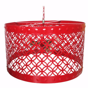 Benzara Beautiful Circular Cutout Metal Chandelier, Red BM154193 Red METAL BM154193