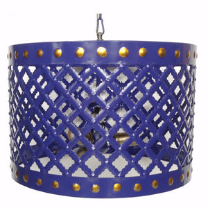 Benzara Diamond Cutout Patterned Metal Chandelier, Blue BM154194 Blue METAL BM154194