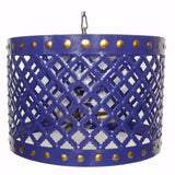 Diamond Cutout Patterned Metal Chandelier, Blue