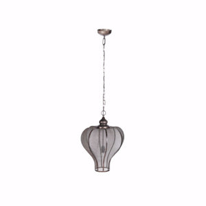 Benzara Nice Looking Crown Iron Hanging Light Fixture, Gray BM154201 Gray  Iron BM154201