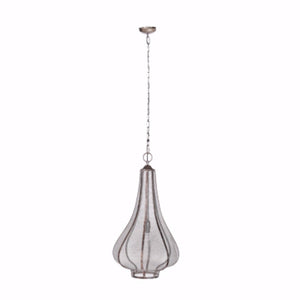 Benzara Striking Lantern Shaped Hanging Light Fixture BM154203 Clear  Iron BM154203