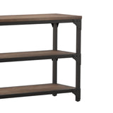 Benzara Gorden Console Table With 4 Shelves, Weathered Oak & Antique Silver BM154233 Brown & Antique Silver Pine Veneer MDF Iron Metal BM154233