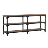 Gorden Console Table With 4 Shelves, Weathered Oak & Antique Silver