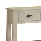 Benzara Wooden Console Table with 4 Drawers and 2 Shelves, Cream BM154264 Cream Solid Wood BM154264