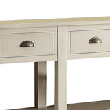 Benzara Wooden Console Table with 4 Drawers and 2 Shelves, Cream BM154264 Cream Solid Wood BM154264