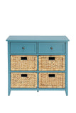 Benzara Flavius Console Table With 6 Drawers, Blue BM154277 Blue Wood Veneer MDF Basket Front BM154277