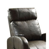 Benzara Faux Leather Recliner Chair with Power Lift and Side Pocket, Dark Brown BM154310 Brown Solid Wood, Metal and Faux Leather BM154310