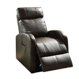 Faux Leather Recliner Chair with Power Lift and Side Pocket, Dark Brown