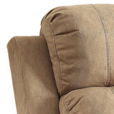 Benzara Microfiber Metal Recliner Chair with Pillow Top Armrest, Beige BM154333 Beige Metal and Fabric BM154333