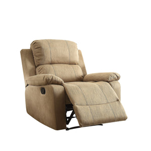 Benzara Microfiber Metal Recliner Chair with Pillow Top Armrest, Beige BM154333 Beige Metal and Fabric BM154333