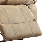 Benzara Microfiber Metal Recliner Chair with Pillow Top Armrest, Beige BM154333 Beige Metal and Fabric BM154333