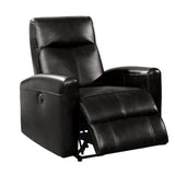 Benzara Leather Power Motion Recliner Chair with Tight Back, Black BM154345 Black Metal and Leather BM154345
