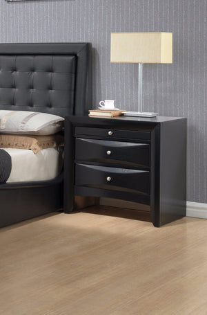 Benzara Contemporary 2 Drawer Wood  Nightstand By Ireland , Black BM154508 Black RBW Tropical Wood MDF and Chipboard BM154508