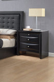 Benzara Contemporary 2 Drawer Wood  Nightstand By Ireland , Black BM154508 Black RBW Tropical Wood MDF and Chipboard BM154508