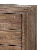 Benzara Modern Style 3 Drawers Wood Nightstand By Andria, Brown BM154521 Brown Acacia Wood BM154521