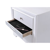 Benzara Stylish 3 Drawers Wood Nightstand By Naima , White BM154527 White Rbw, Chipboard, 3D Foil BM154527