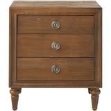 Benzara 3 Drawer Wooden Nightstand with Turned Tapered Legs, Brown BM154528 Brown Solid Wood BM154528