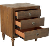 Benzara 3 Drawer Wooden Nightstand with Turned Tapered Legs, Brown BM154528 Brown Solid Wood BM154528