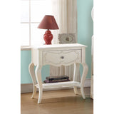 Benzara Wooden Nightstand with 1 Drawer and Open Bottom Shelf, White BM154529 White Solid Wood BM154529