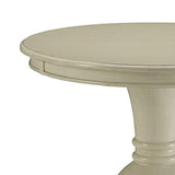 Benzara Round Shape Wooden Accent Table with Pedestal Base, Antique White BM154577 White MDF and Veneer BM154577