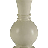 Benzara Round Shape Wooden Accent Table with Pedestal Base, Antique White BM154577 White MDF and Veneer BM154577