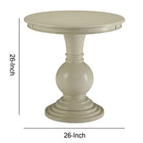 Benzara Round Shape Wooden Accent Table with Pedestal Base, Antique White BM154577 White MDF and Veneer BM154577