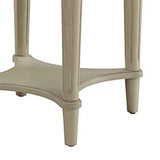 Benzara Wooden End Table with Scalloped Round Top and Turned Legs, Antique White BM154599 White Solid Wood and MDF BM154599