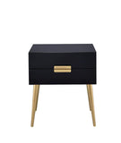 Benzara Denvor Square End Table with Drawers, Black & Gold BM154619 Black & Gold Metal Wood BM154619