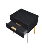 Benzara Denvor Square End Table with Drawers, Black & Gold BM154619 Black & Gold Metal Wood BM154619