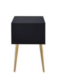 Benzara Denvor Square End Table with Drawers, Black & Gold BM154619 Black & Gold Metal Wood BM154619