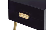 Benzara Denvor Square End Table with Drawers, Black & Gold BM154619 Black & Gold Metal Wood BM154619