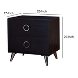 Benzara Contemporary Style Wood & Metal Nightstand By Elms, Black & Chrome BM154631 Black & Chrome PB MDF BM154631