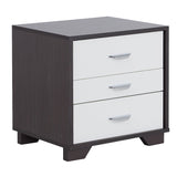 Classic 3 Drawers Wood Nightstand By Eloy, White & Black