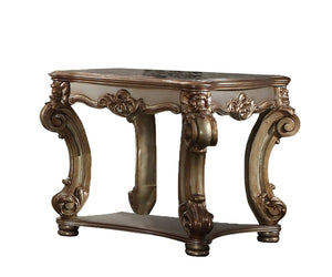 Benzara Vendome End Table, Gold Patina BM154634 Gold Patina Aspen Wood Poplar Wood Wood Veneer MDF BM154634