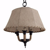 Benzara Lamp Shade Style Metal and Rope Chandelier, Brown BM154665 Brown metalfabric wire BM154665