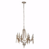 Benzara Traditional Style Tasmin chained 6-Light Chandelier, White BM154668 White iron BM154668